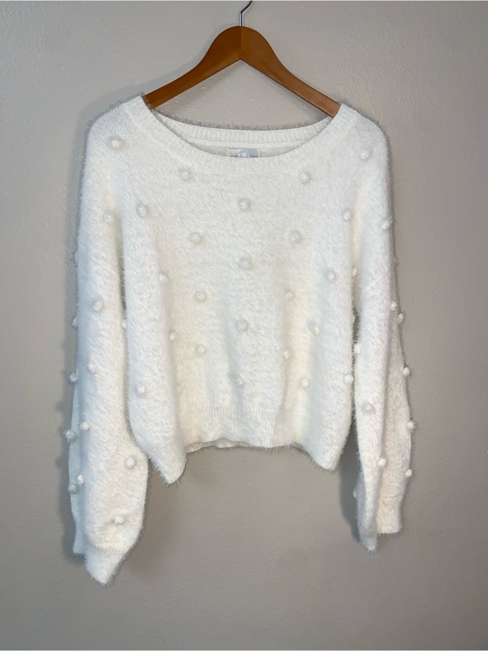 Jun & Ivy Ivory Cream Pom Pom Fuzzy Sweater - Size M